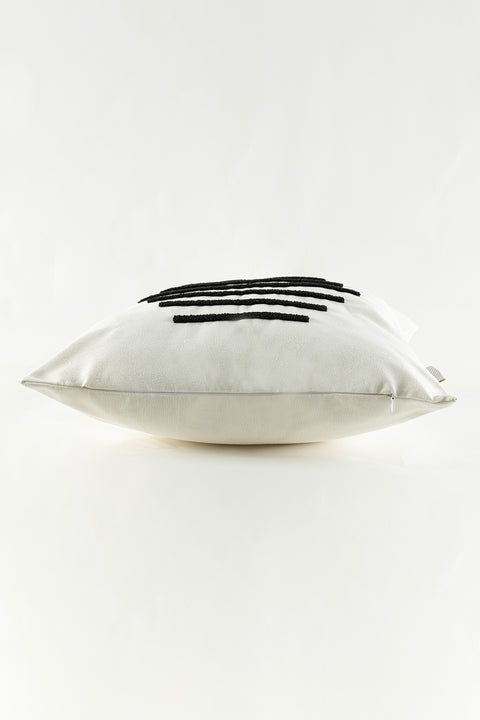 Koza Home Craft Black Stripe Patterned Beaded Fiber Filled Cushion 43 x 43 35306A 43 x 43