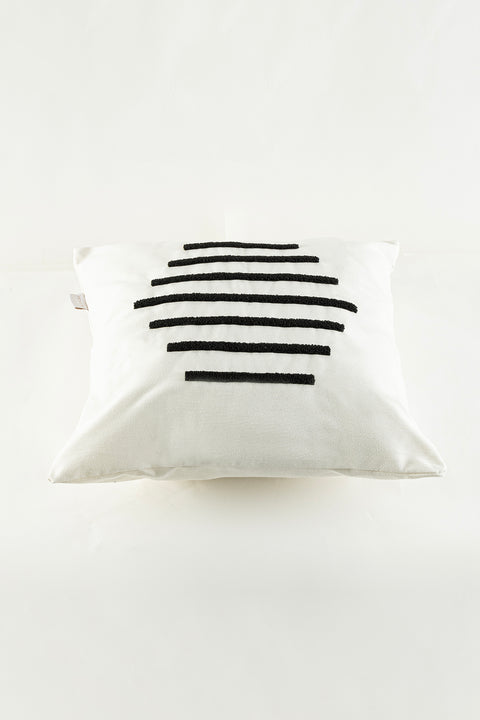 Koza Home Craft Black Stripe Patterned Beaded Fiber Filled Cushion 43 x 43 35306A 43 x 43