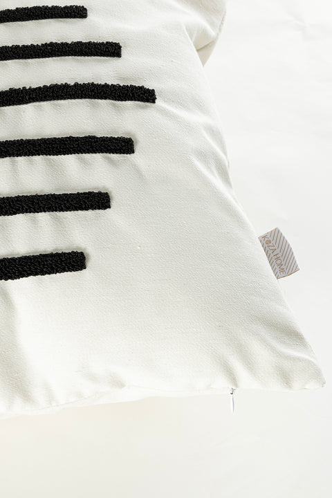 Koza Home Craft Black Stripe Patterned Beaded Fiber Filled Cushion 43 x 43 35306A 43 x 43