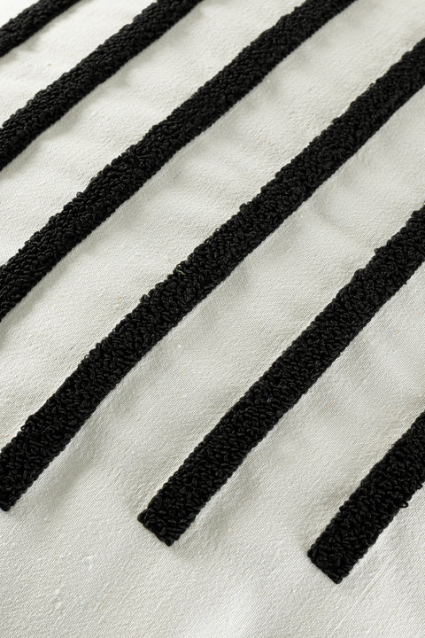 Koza Home Craft Black Stripe Patterned Beaded Fiber Filled Cushion 43 x 43 35306A 43 x 43