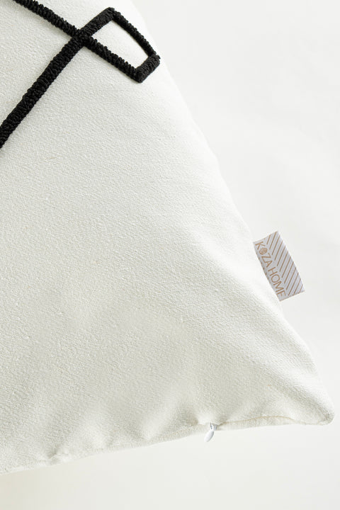 Koza Home Craft Black Diamond Slice Patterned Beaded Fiber Filled Cushion 43 x 43 35307A 43 x 43