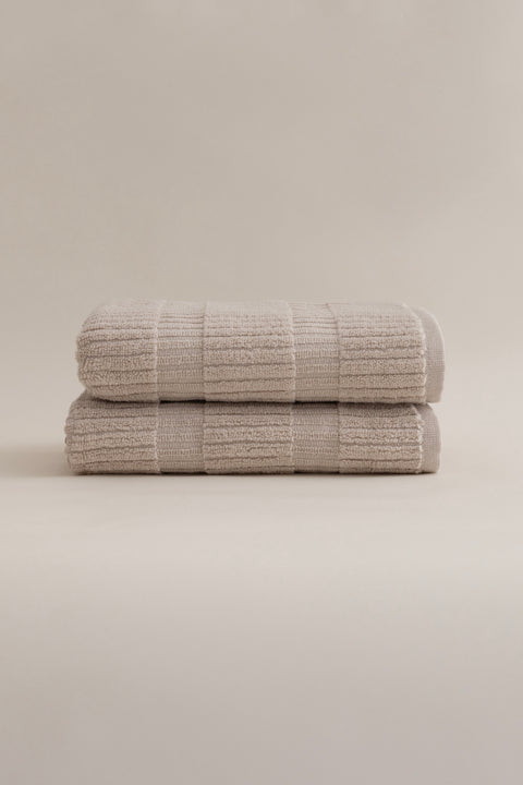 Koza Home Ivory Beige Bordered Micro Fiber 100% Cotton 2-Piece Hand Face Towel Set 50 X 90 - 50 X 90 1110A 50 x 90 - 50 90