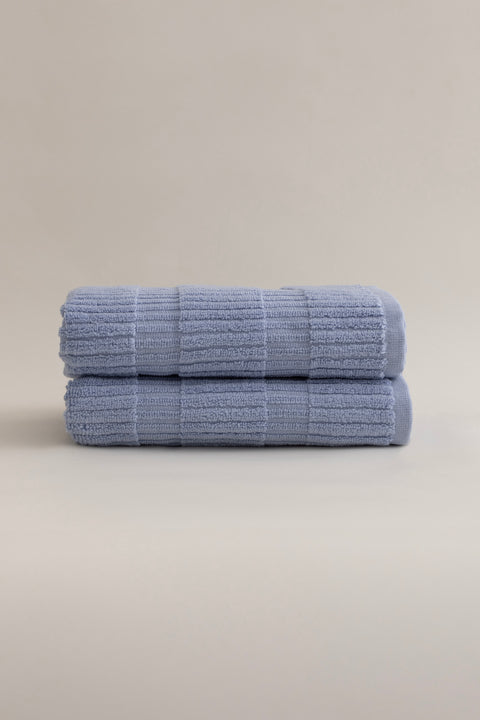 Koza Home Ivory Blue Border Micro Fiber 100% Cotton 2-Piece Hand Face Towel Set 50 X 90 - 50 X 90 1112A 50 x 90 - 50 90