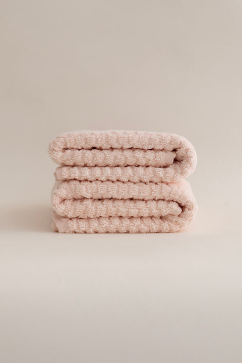 Koza Home Ivory Salmon Embossed Texture Micro Fiber 100% Cotton 2-Piece Bath Towel Set 50 X 90 - 70 X 140 1115A 50 x 90 - 70 x 140