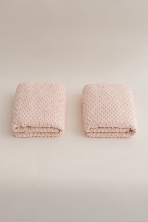 Koza Home Ivory Salmon Embossed Texture Micro Fiber 100% Cotton 2-Piece Bath Towel Set 50 X 90 - 70 X 140 1115A 50 x 90 - 70 x 140