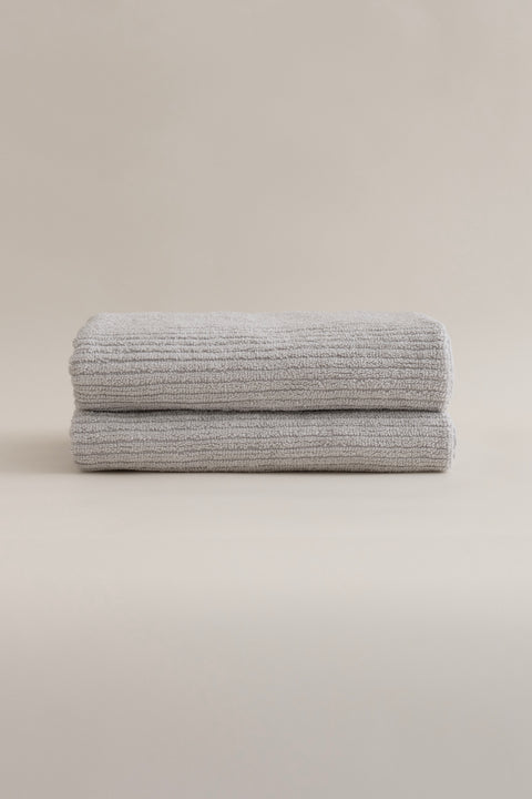 Koza Home Ivory Gray Corduroy Micro Fiber 100% Cotton 2-Piece Bath Towel Set 50 X 90 - 70 X 140 1126A 50 90 - 70 x 140
