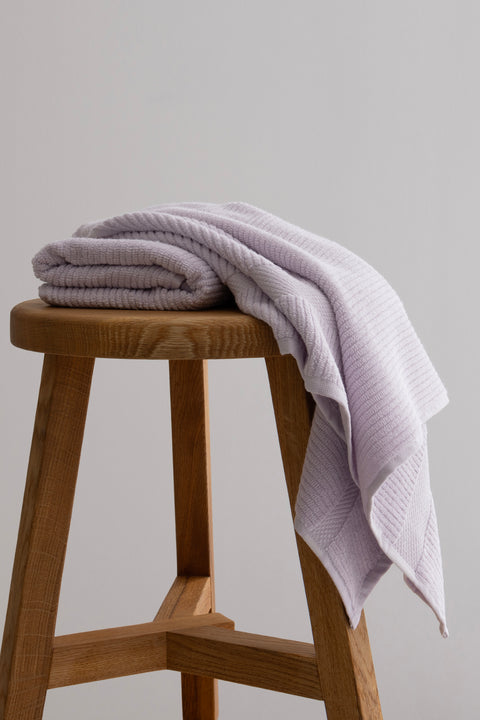Koza Home Ivory Lilac Corduroy Micro Fiber 100% Cotton 2-Piece Bath Towel Set 50 X 90 - 70 X 140 1129A 50 90 - 70 x 140