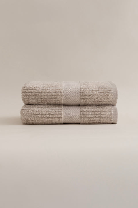Koza Home Ivory Beige Corduroy Micro Fiber 100% Cotton 2-Piece Hand Face Towel Set 50 X 90 - 50 X 90 1134A 50 x 90 - 50 90