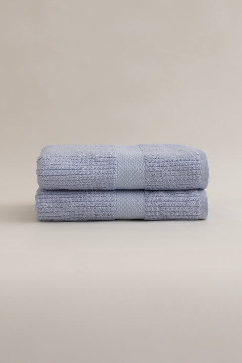Koza Home Ivory Blue Corduroy Micro Fiber 100% Cotton 2-Piece Hand Face Towel Set 50 X 90 - 50 X 90 1136A 50 x 90 - 50 90