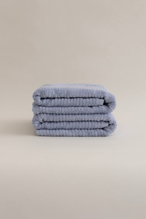 Koza Home Ivory Blue Corduroy Micro Fiber 100% Cotton 2-Piece Hand Face Towel Set 50 X 90 - 50 X 90 1136A 50 x 90 - 50 90