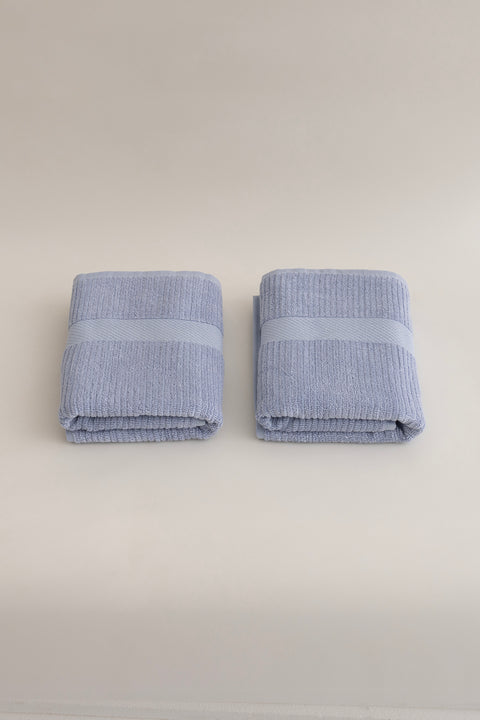 Koza Home Ivory Blue Corduroy Micro Fiber 100% Cotton 2-Piece Hand Face Towel Set 50 X 90 - 50 X 90 1136A 50 x 90 - 50 90