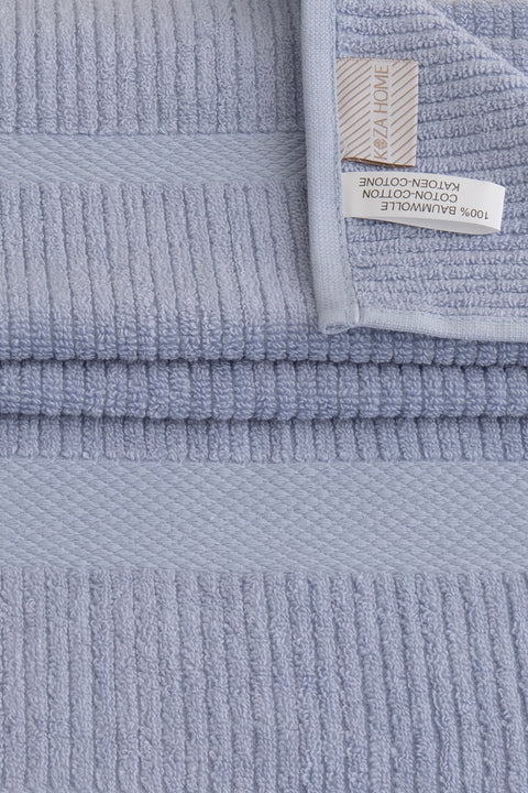 Koza Home Ivory Blue Corduroy Micro Fiber 100% Cotton 2-Piece Hand Face Towel Set 50 X 90 - 50 X 90 1136A 50 x 90 - 50 90