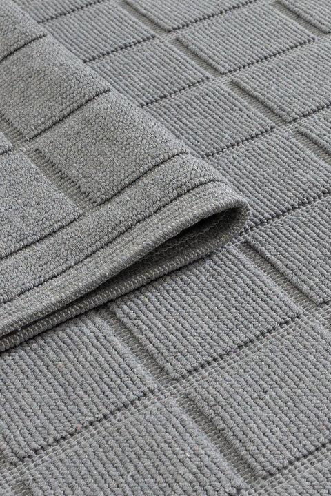 Koza Home Medea Gray 2-Piece Cotton Square Patterned Bathroom Mat Set 60x100 60x50 8596 60 x 100-60 x 50