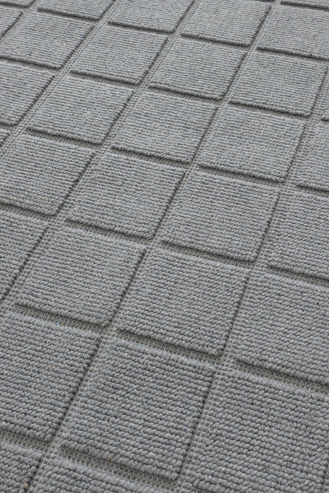 Koza Home Medea Gray 2-Piece Cotton Square Patterned Bathroom Mat Set 60x100 60x50 8596 60 x 100-60 x 50