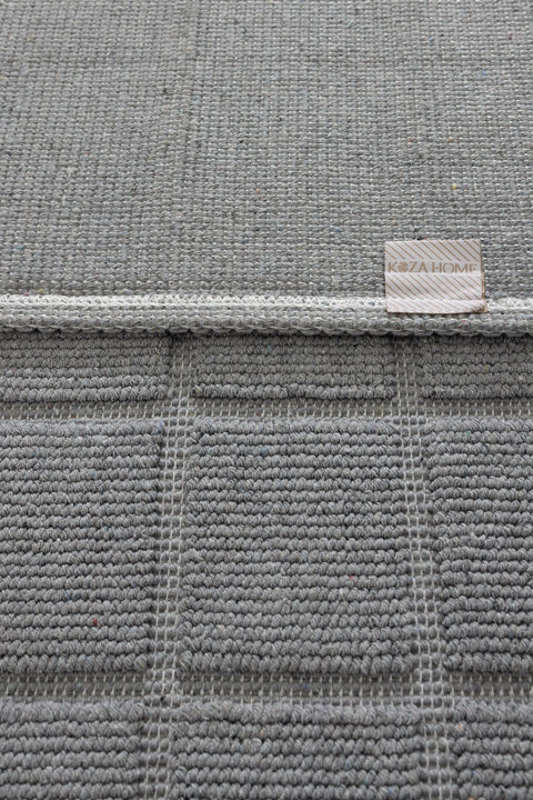 Koza Home Medea Gray 2-Piece Cotton Square Patterned Bathroom Mat Set 60x100 60x50 8596 60 x 100-60 x 50