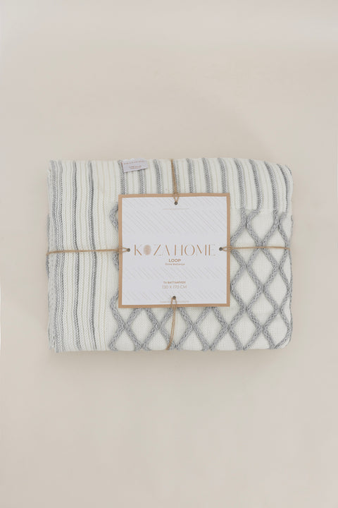 Koza Home Loop Gray Acrylic TV Blanket 130x170 3731A 130 x 170