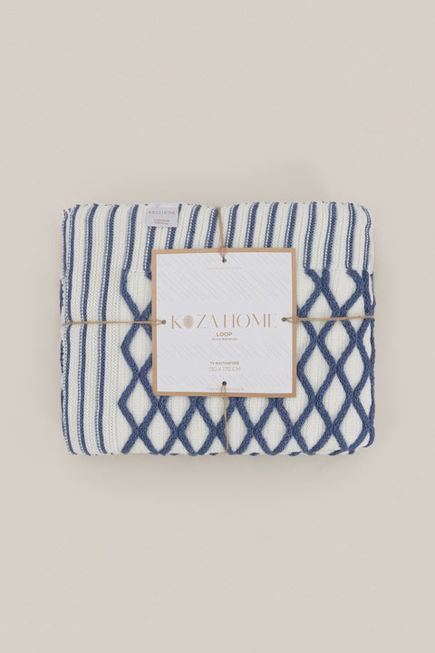 Koza Home Loop Indigo Acrylic TV Blanket 130x170 3732A 130 x 170
