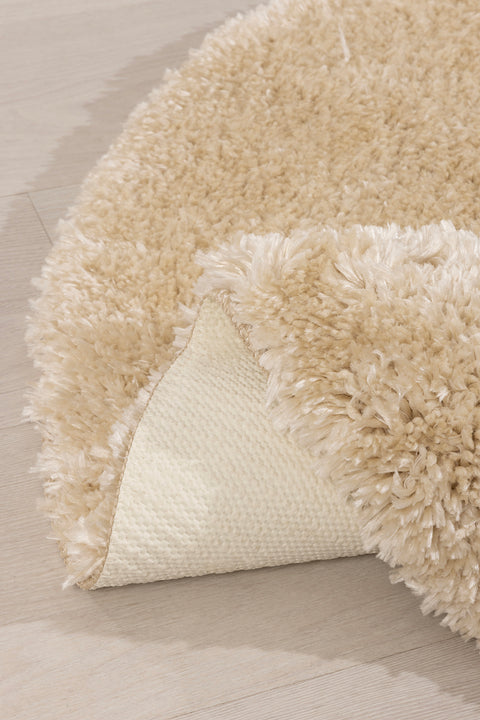 Koza Home Douro Shaggy Bath Mat Beige Non-Slip Base Circle 100 x 100 cm 100 x 100