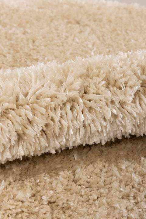 Koza Home Douro Shaggy Bath Mat Beige Non-Slip Base Circle 120 x 120 cm 120 x 120
