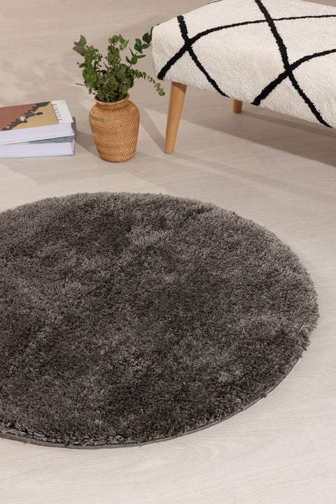 Koza Home Douro Shaggy Bath Mat Smoke Non-Slip Base Circle 80 x 80 cm 80 x 80