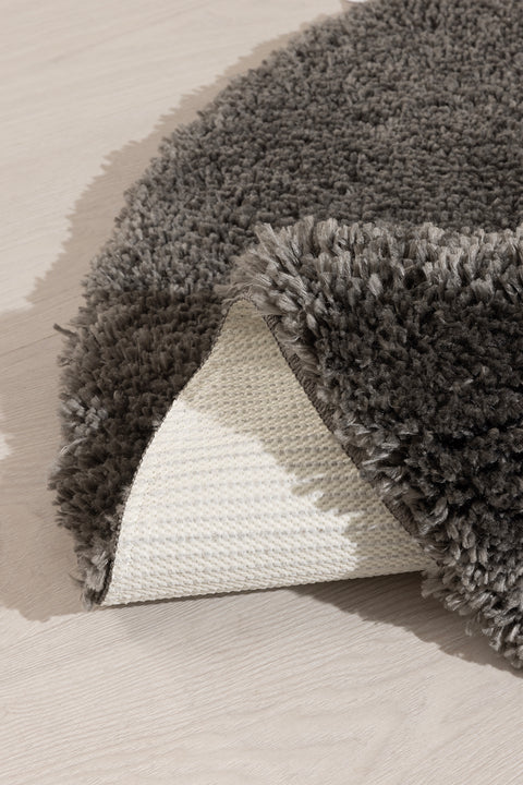 Koza Home Douro Shaggy Bath Mat Smoke Non-Slip Base Circle 80 x 80 cm 80 x 80