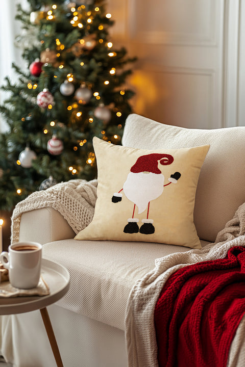 Koza Home Charm Santa Claus Punch Embroidery Beige Cushion 43X43 35251A 43 x 43