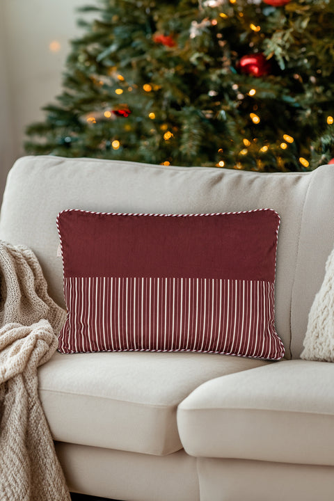 Koza Home Charm Red White Stripe Printed Cushion 40X60 35256A 40 x 60