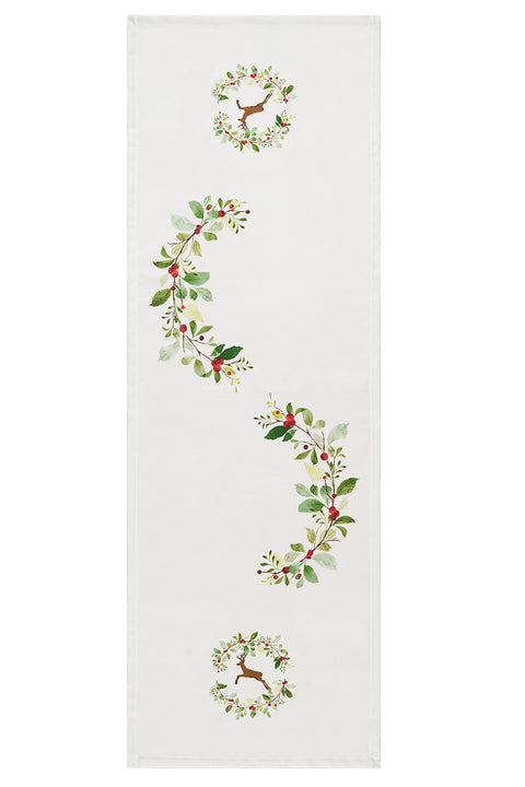 Koza Home Charm Colorful Deer Printed Cream Runner 45X140 35260A 45 x 140