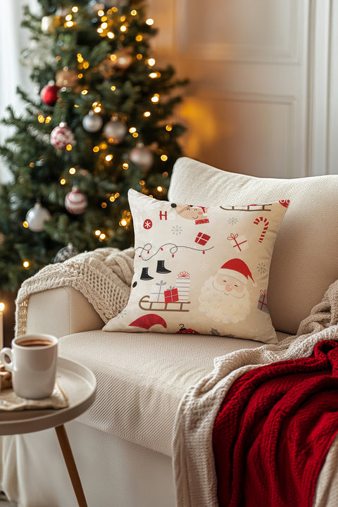 Koza Home Charm Christmas Themed Special Color Printed Beige Cushion 43X43 35265A 43 x 43