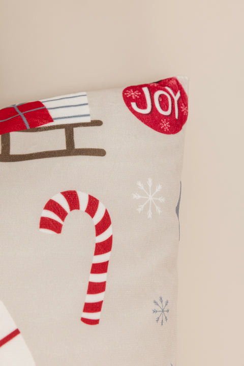 Koza Home Charm Christmas Themed Special Color Printed Beige Cushion 43X43 35265A 43 x 43