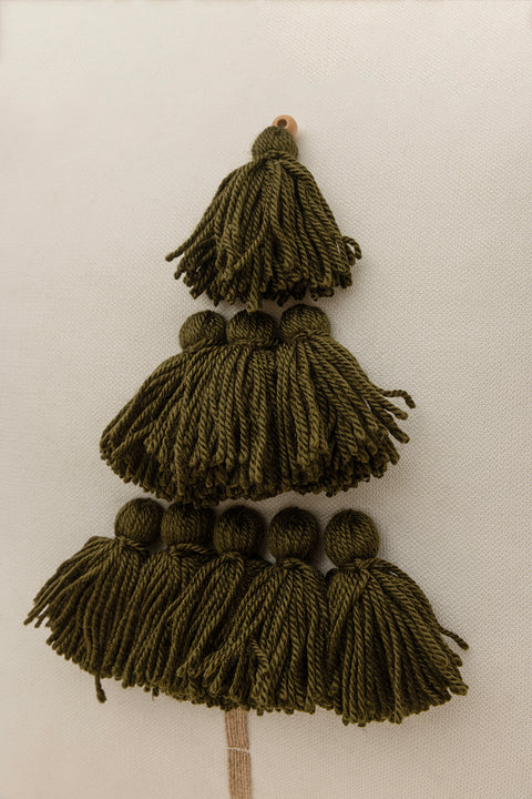 Koza Home Charm Special Tassel Stitch Pine Tree Motif Cream Cushion 45X45 35258A 45 x 45