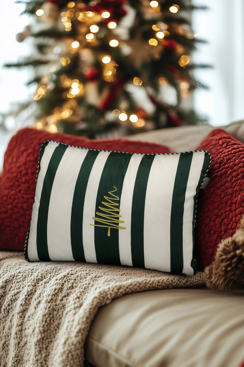 Koza Home Charm White Green Pine Tree Printed Cushion 40X60 35259A 40 x 60