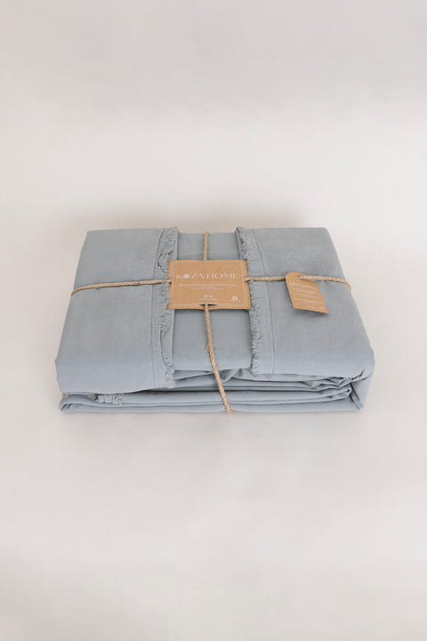 Koza Home Boho Plain Natural Green 100% Cotton Duvet Cover Set Double 200 x 220 7032A 200 x 220