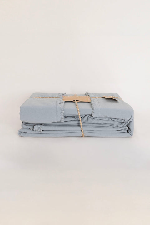Koza Home Boho Plain Natural Green 100% Cotton Duvet Cover Set Double 200 x 220 7032A 200 x 220