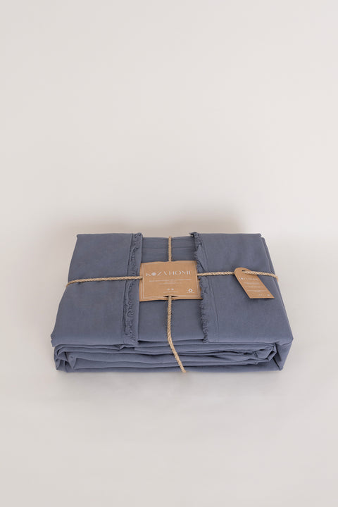 Koza Home Boho Plain Natural Gray 100% Cotton Duvet Cover Set Double 200 x 220 7034A 200 x 220