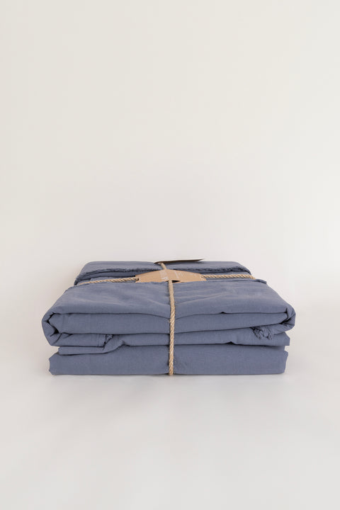 Koza Home Boho Plain Natural Gray 100% Cotton Duvet Cover Set Double 200 x 220 7034A 200 x 220