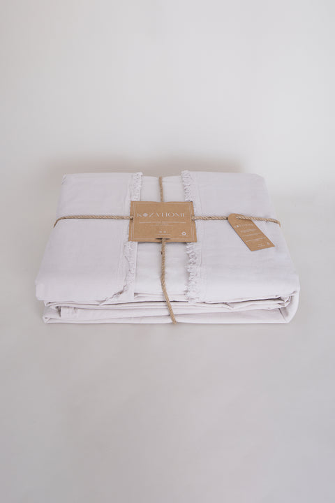 Koza Home Boho Plain Natural Cream %100 Cotton Duvet Cover Set Double 200 x 220 7036A 200 x 220