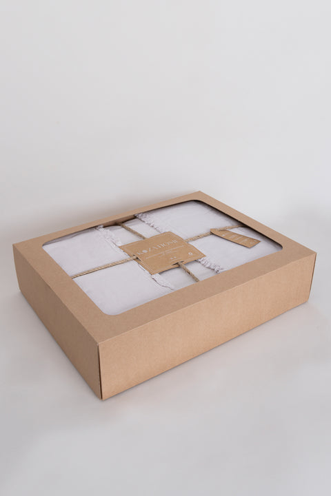 Koza Home Boho Plain Natural Cream %100 Cotton Duvet Cover Set Double 200 x 220 7036A 200 x 220