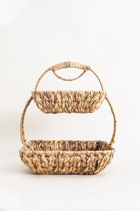 Koza Home Meander Water Hyacinth 2 Tier Square Presentation 5120