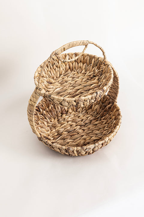 Koza Home Meander Water Hyacinth 2 Tier Round Presentation 5121