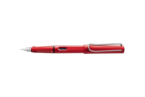 Lamy Safari Fountain Pen Metal Clip M Nib Red