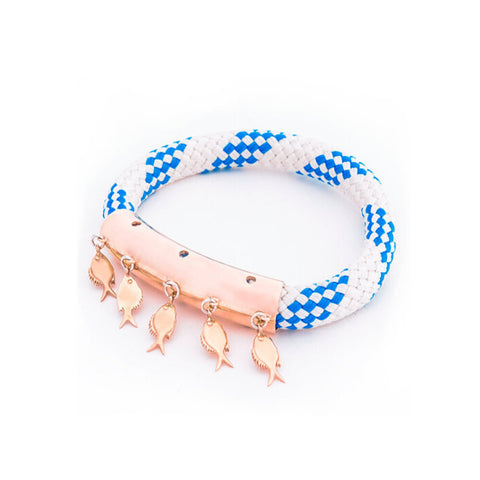 AnemosS Fish Detailed Rope Bracelet - Blue