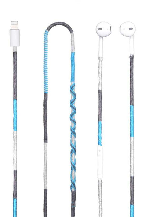 Ixtech Ix-E11-L-Blu Hand Knitted Lighting Headphone Blue White